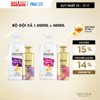 Combo Dầu Gội PANTENE Pro-Vitamin Ngăn Rụng Tóc/ Phục Hồi Hư Tổn Chai 650ML + Dầu Xả Siêu Dưỡng PANTENE Miracles Ngăn Rụng Tóc/ Phục Hồi Hư Tổn Chai 480ML