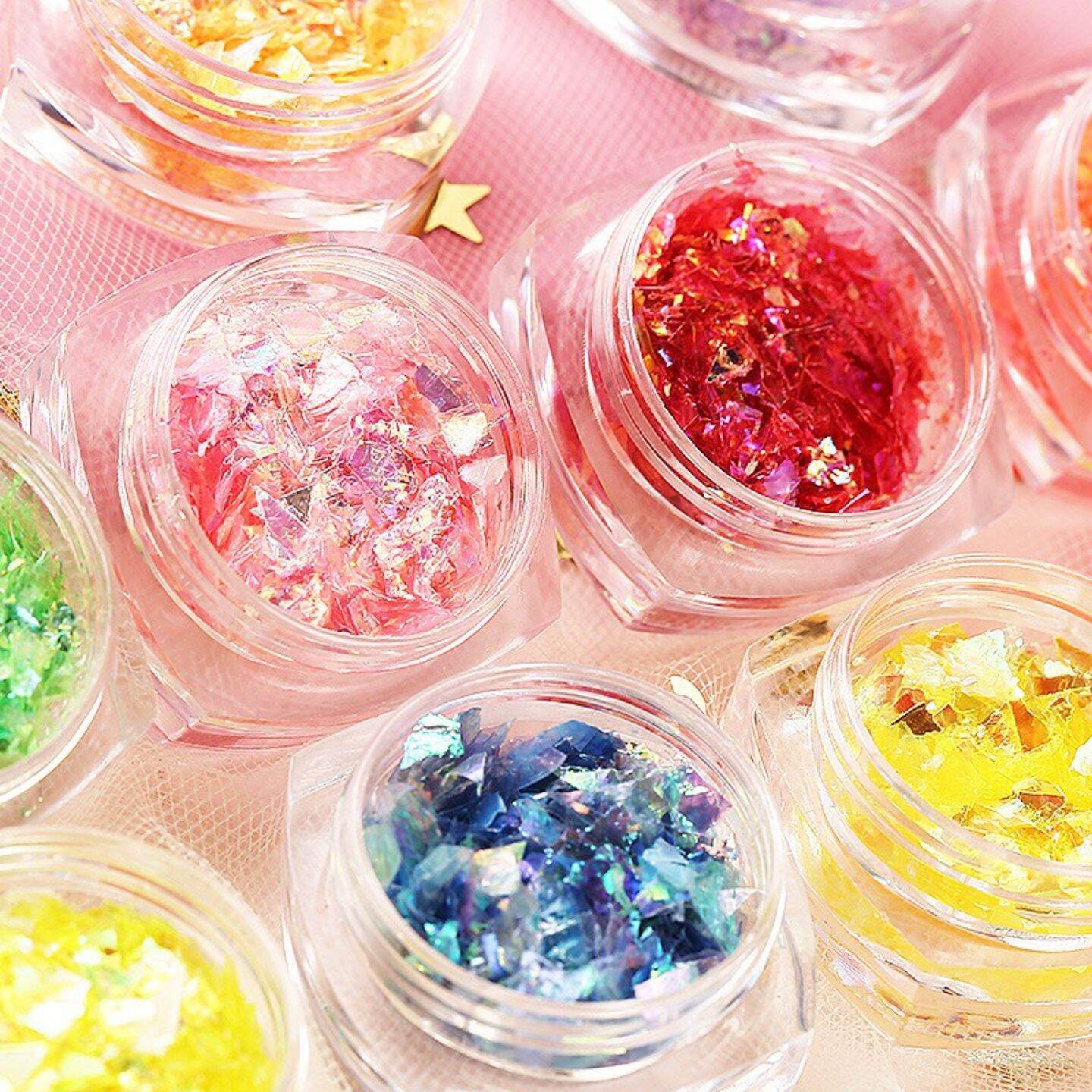 Set xà cừ giấy 12 màu trang trí móng tay nail