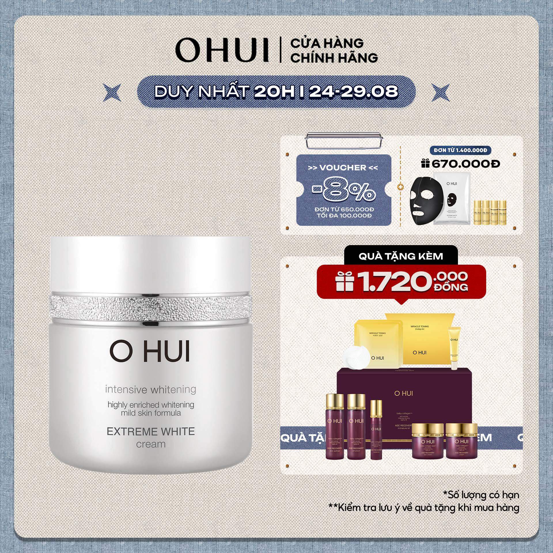 Kem dưỡng trắng OHUI Extreme White Cream 50ml