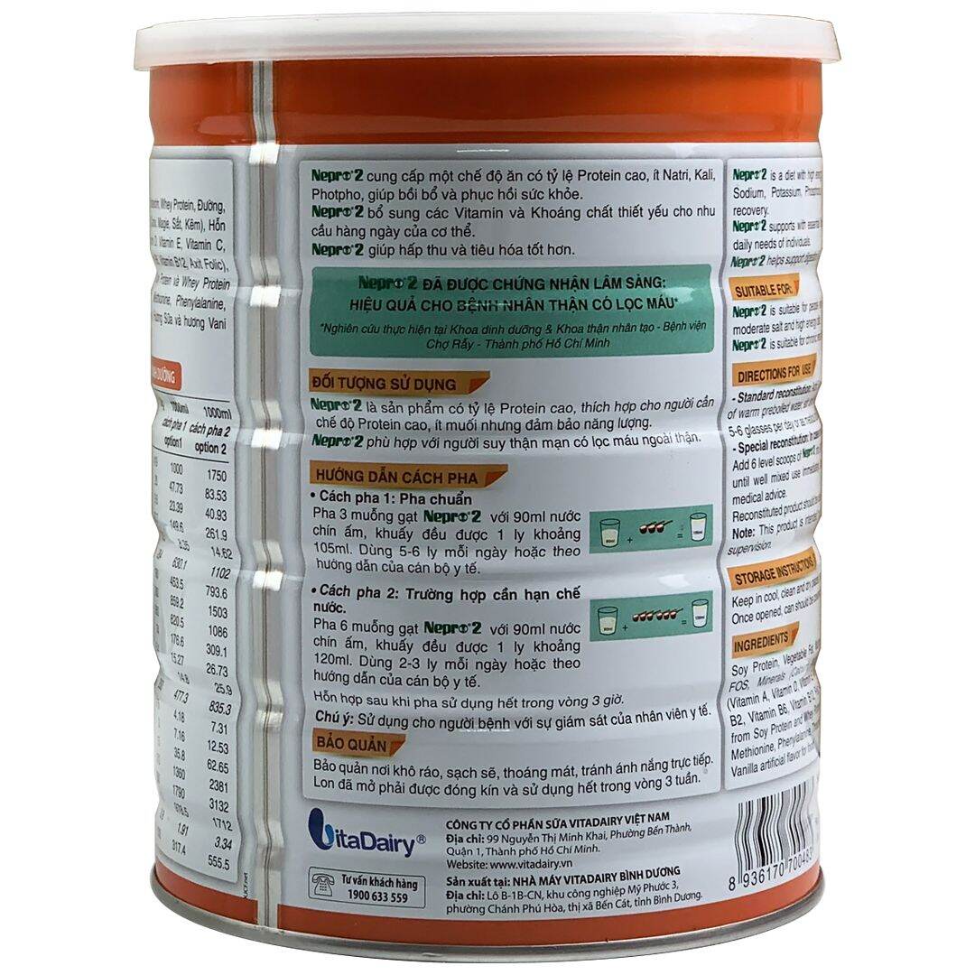 [CAM KẾT CHÍNH HÃNG] SỮA NEPRO 2 LON 900G DÀNH CHO NGƯỜI CHẠY THẬN