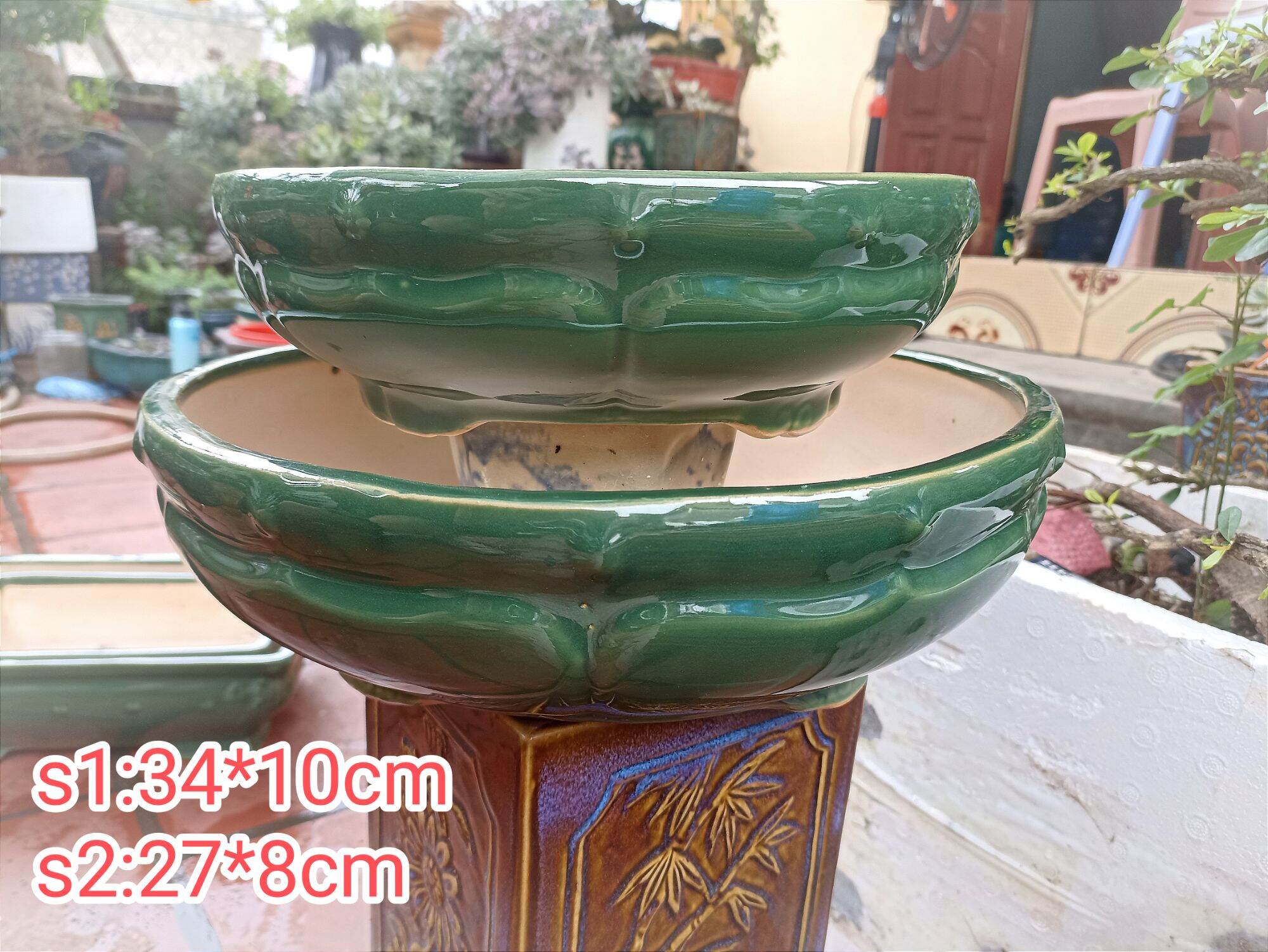 Chậu tròn men xanh Đồng Nai cao cấp