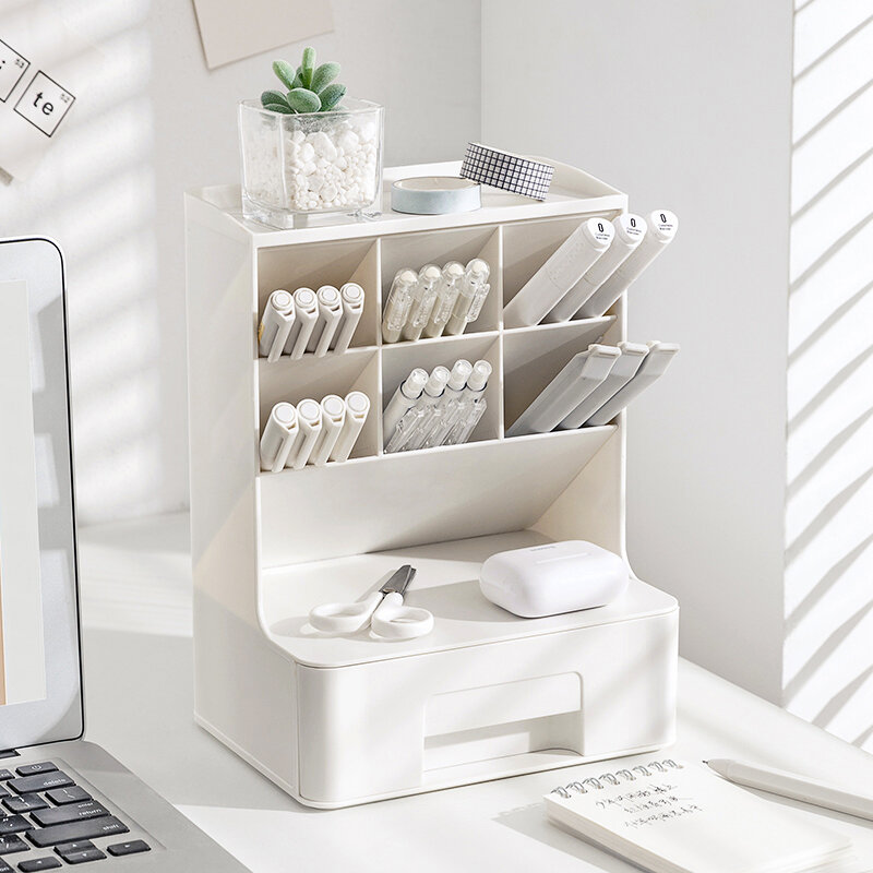 Ống bút kiểu cắm nghiêng hộp đựng đồ kiểu ngăn kéo để bàn giá bút bàn học học sinh giá đựng tài liệu đồ dùng văn phòng phẩm trẻ em