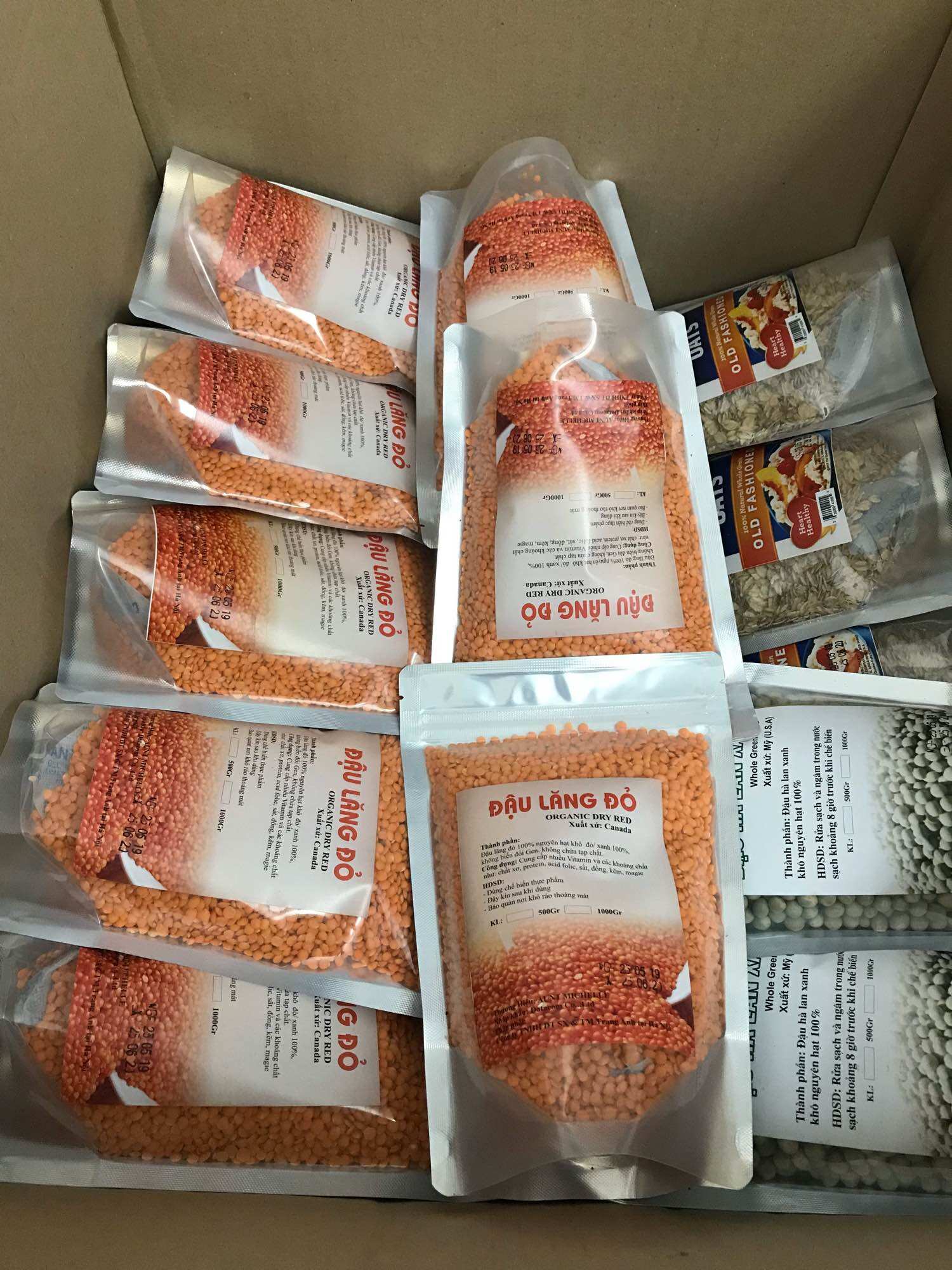 1kg Đậu lăng đỏ hữu cơ Canada
