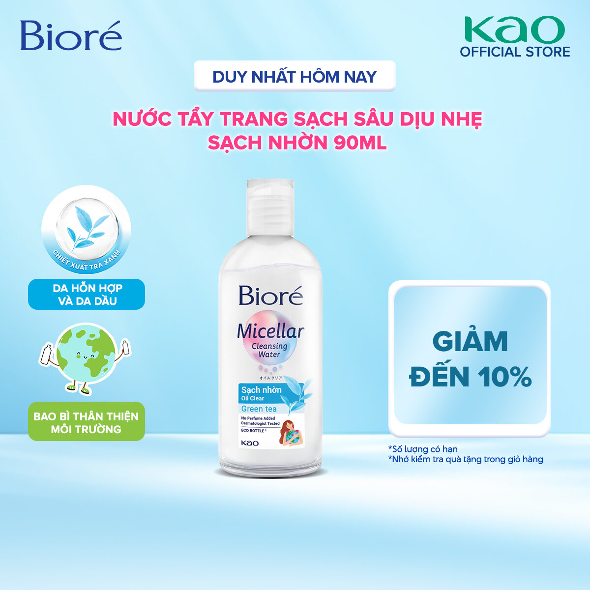 Nước Tẩy Trang Hoàn Hảo Sạch Nhờn Biore Makeup Remover Perfect Cleansing Water Oil Clear 90ml