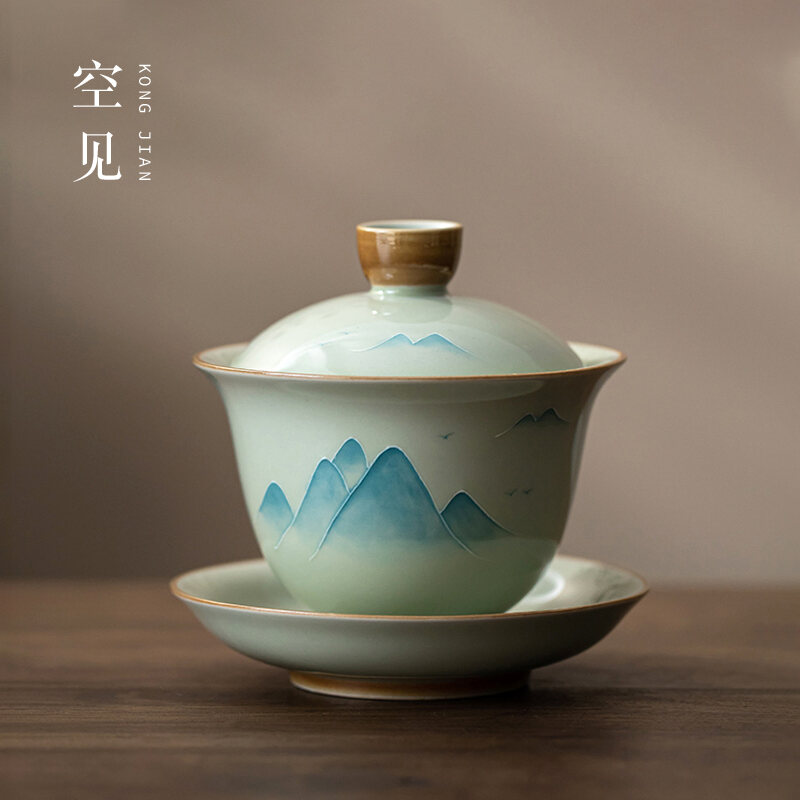 KONGJIAN | Hand-Painted Underglaze Three Talent Gaiwan Single High-End Tea Brewing Set Giá 1,145,000 Đồng*Miễn phí vận chuyển