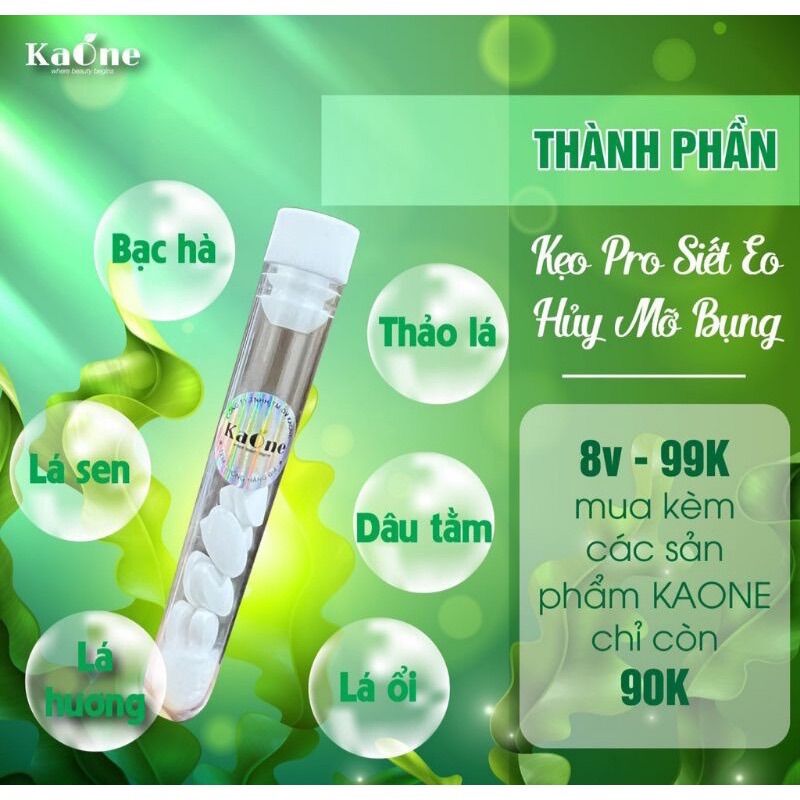 Kẹo Pro 8 viên xổ mỡ - siết eo - KAONE date mới nhất