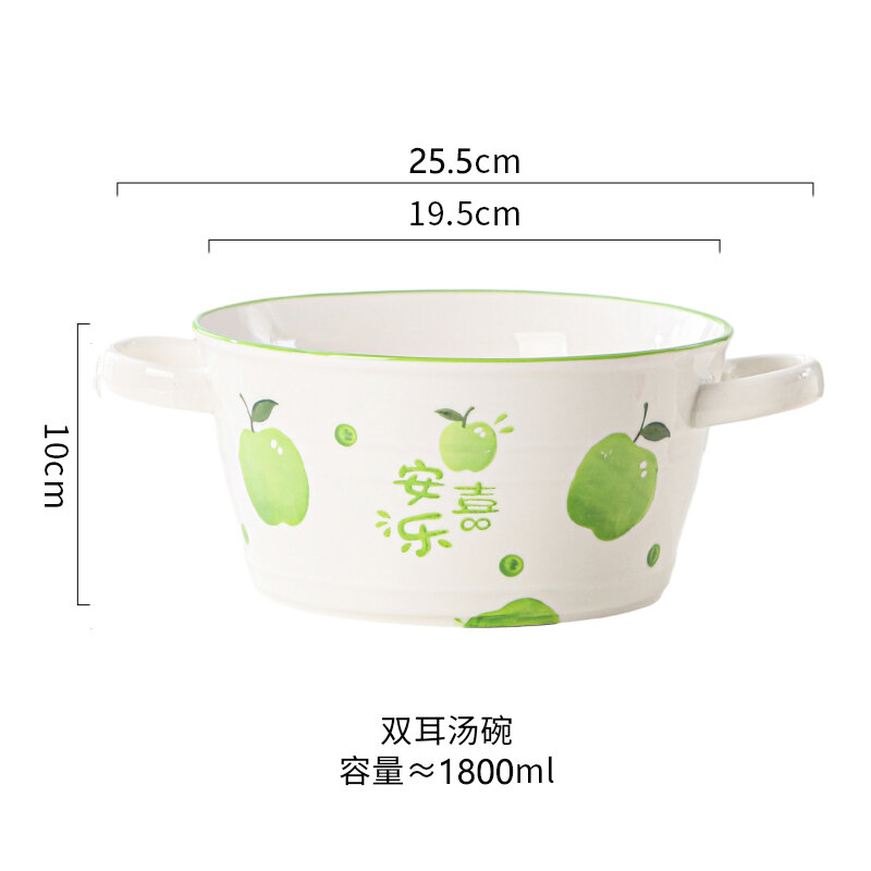 Bát canh hai tai bộ đồ ăn gốm sứ mẫu mới 2024 gia dụng cỡ lớn bát lớn 10 inch bát mì ăn liền bột ốc