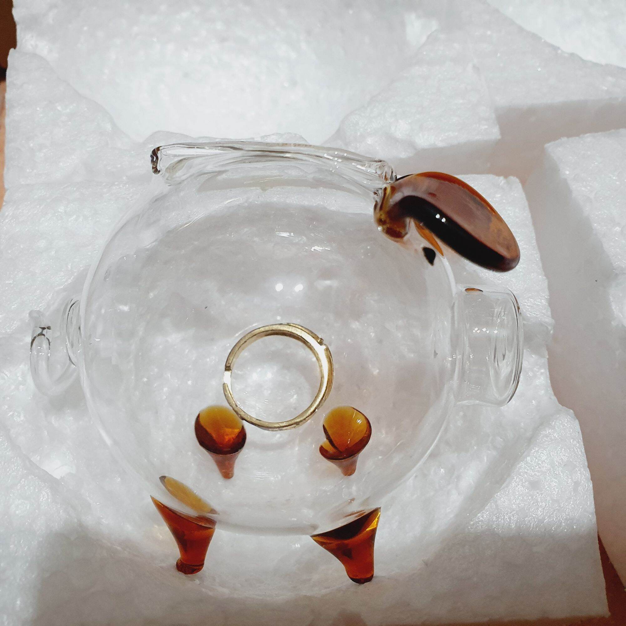 Mini Glass Piggy Bank Holds Lucky Money