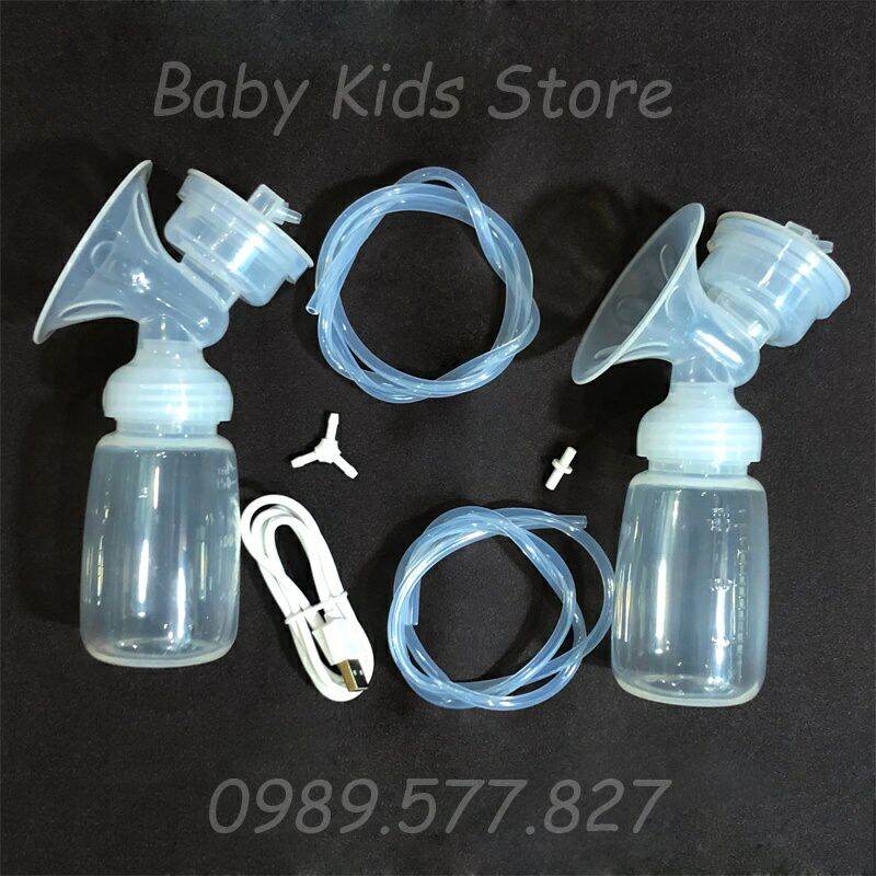 bộ phụ kiện 2 bình máy hút sữa real bubee đầy đủ ( cổ phễu, van, màng, dây hơi, trạc, nắp trên, cable usb )