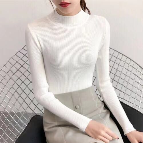 Áo giữ nhiệt len gân kiểu dáng basic.