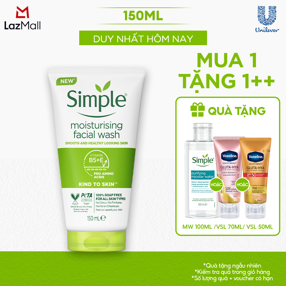 Sữa rửa mặt Simple sạch sâu hiệu quả - cho da thường 150ml [CHÍNH HÃNG ĐỘC QUYỀN] [DIỆN MẠO MỚI]