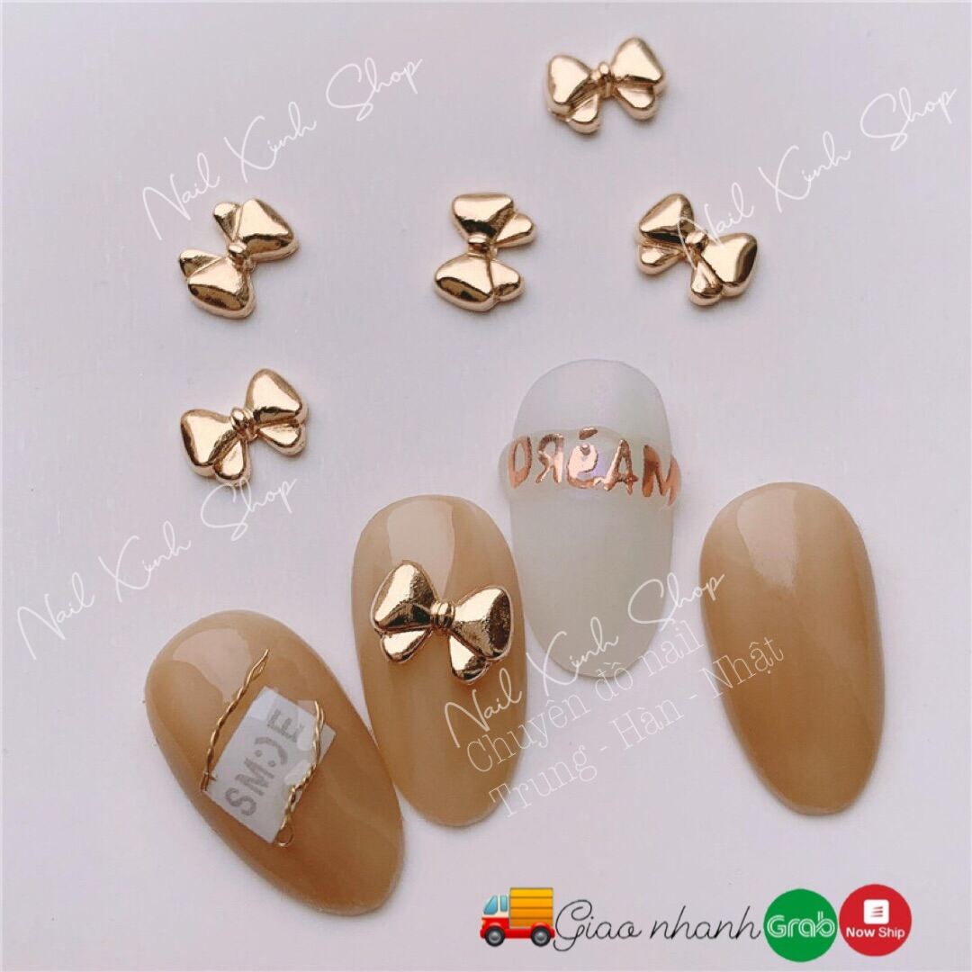 [Hcm][ Mới ] Charm Trang Trí Móng Nail - Cặp Charm Nơ Hot Nail Nghệ Thuật