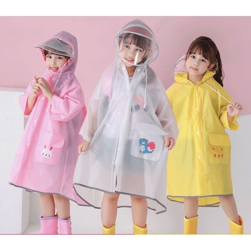 Áo mưa cho bé form rộng đeo được balo