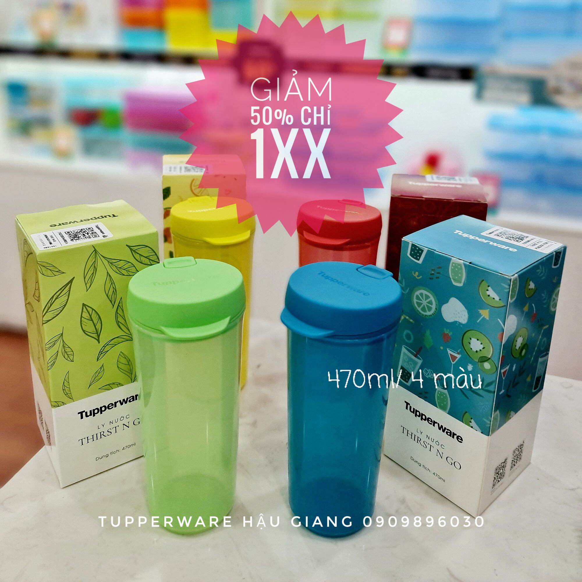 Ly nước tupperware thirst n go 470ml siêu kín nước, an toàn sức khỏe