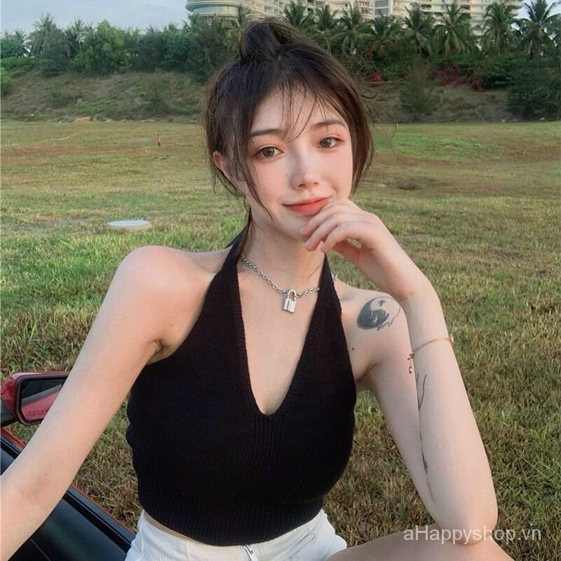 Áo croptop yếm cột nơ i8 điệu đà