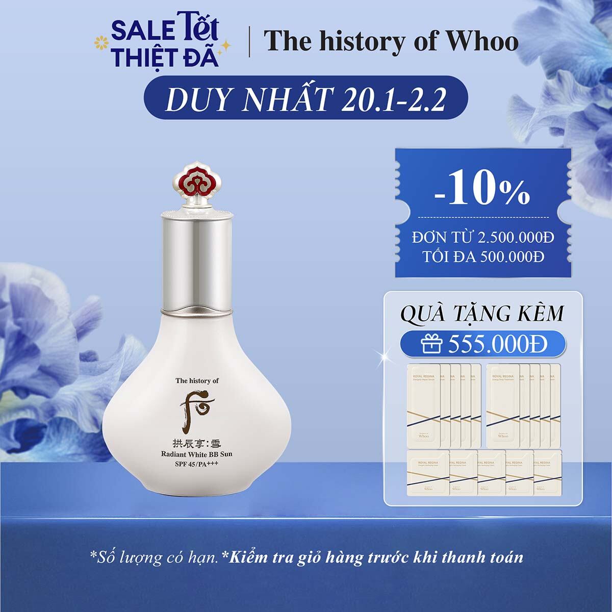 Kem BB trang điểm chống nắng The history of Whoo Gongjinhyang Seol Radiant White BB Sun SPF45/PA+++ 40ml