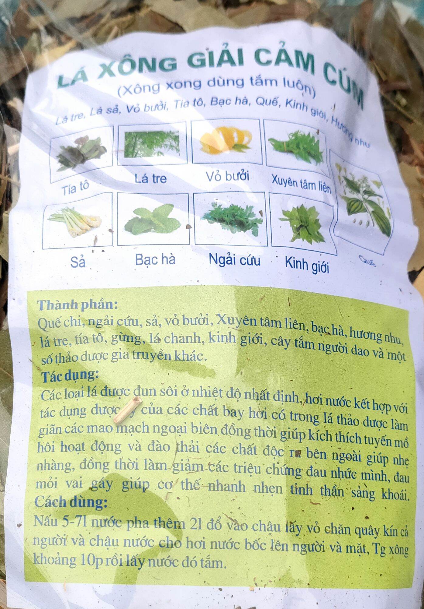Lá Xông Xuyên tâm liên( dành cho f0, f1, f2)