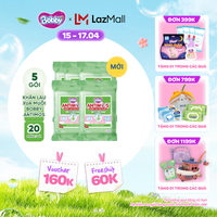 [CHỈ 25-29.04 QT Đơn 899K/1199K][MỚI] Bộ 5 gói khăn lau xua muỗi Bobby Antimos 20 miếng