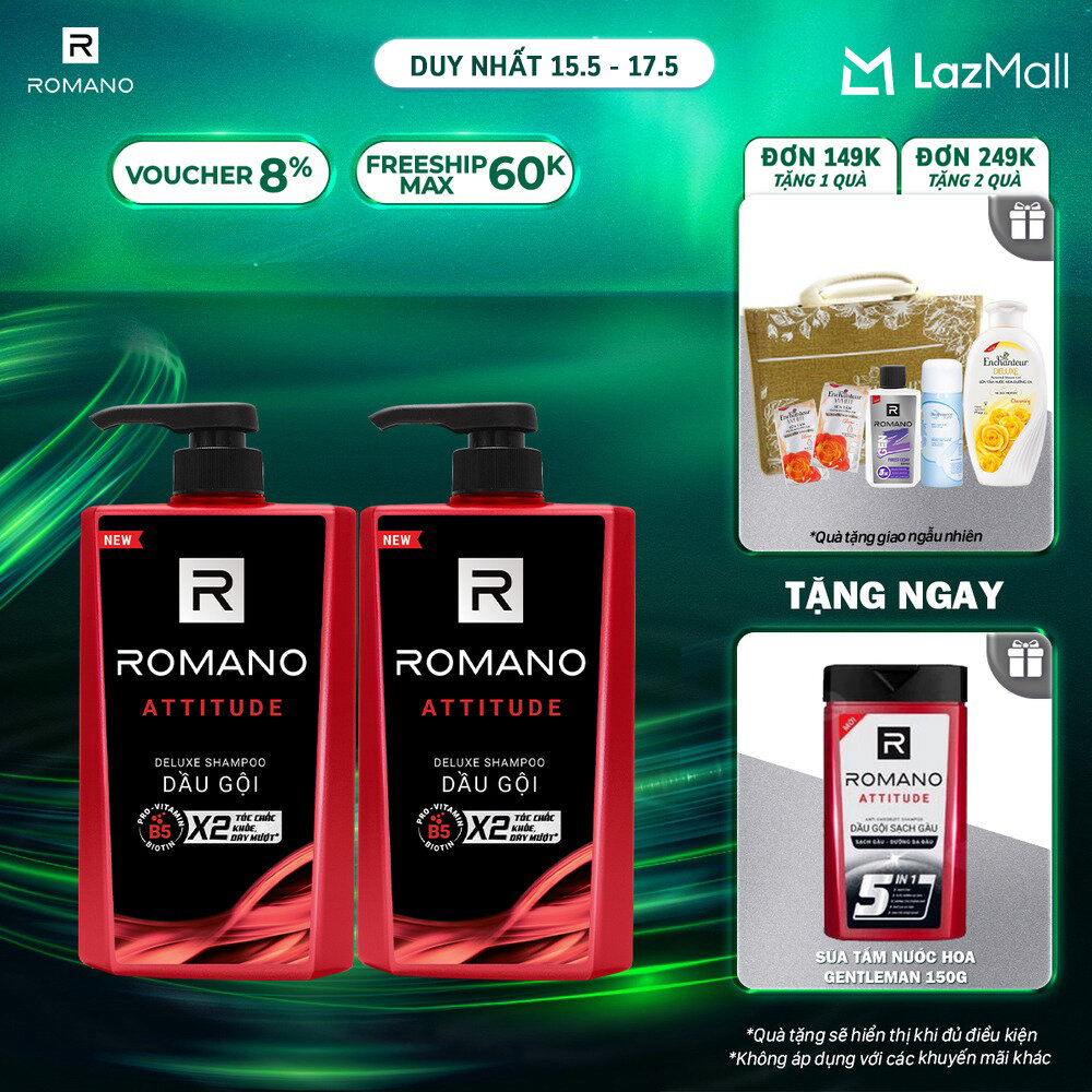 Combo 2 Dầu gội Romano hương nước hoa 650g