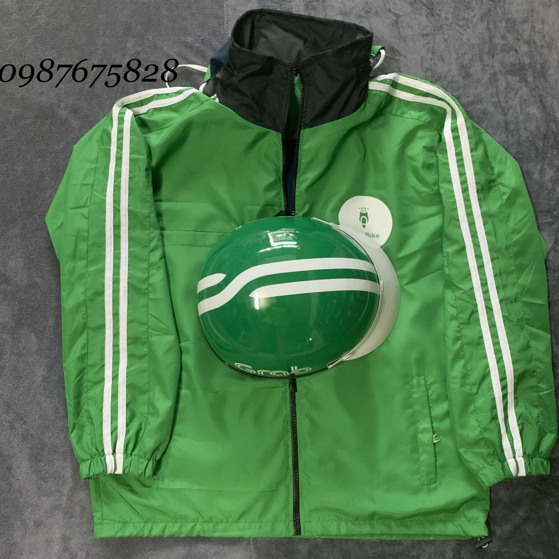 Combo áo và nón grabbb mẫu 💥 2016💥(gồm 1 áo khoác và 1 nón bảo hiểm )
