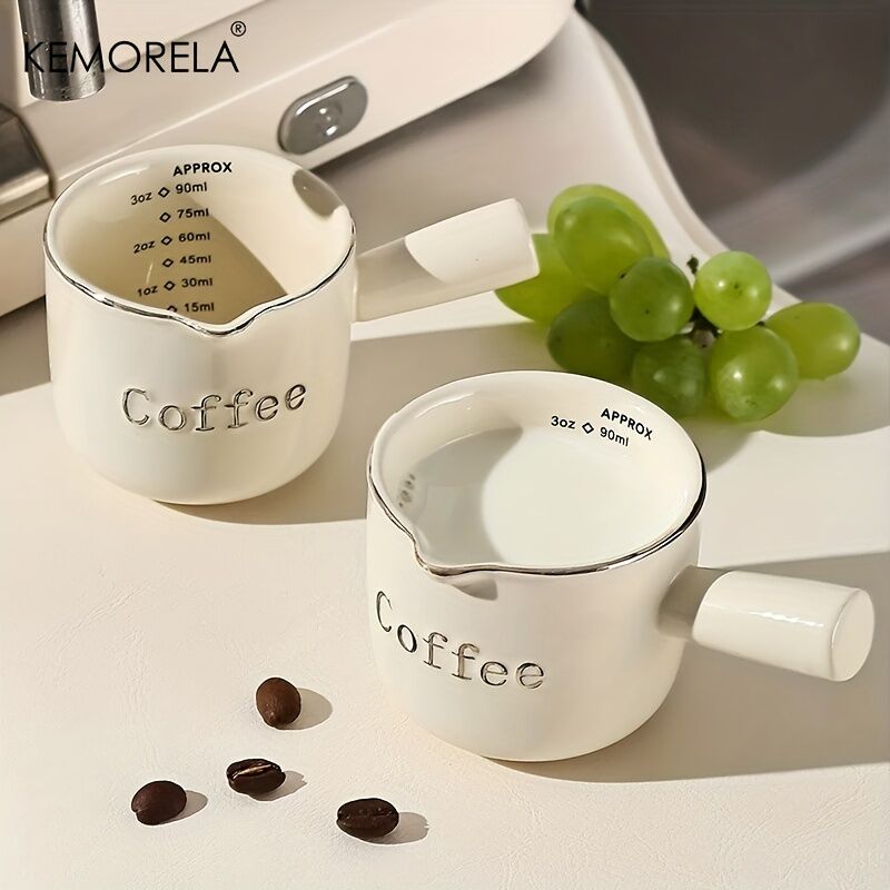 Kemorela 3oz/90ml Cốc Đo Gốm Sứ Để Chiết Xuất Espresso Chuyển Sữa Với Dụng Cụ Nhà Bếp Quy Mô