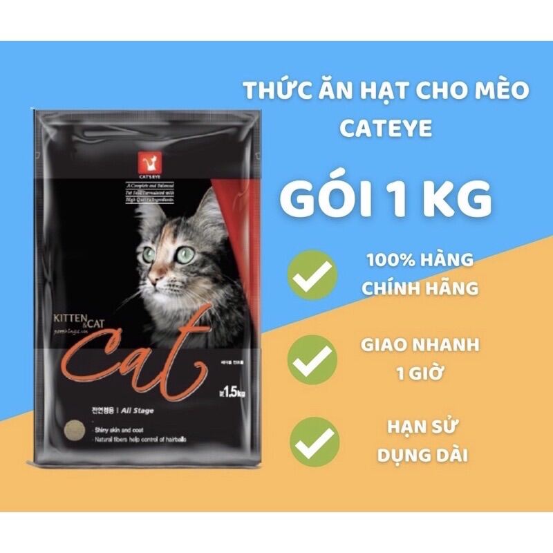 Thức ăn mèo CATEYE túi 1kg - thức ăn hạt khô cho mèo CAT S EYE