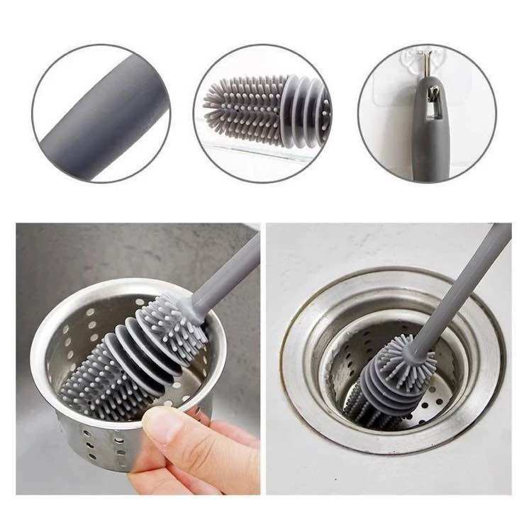 Cây Cọ Rửa Silicon Vệ Sinh Ly Cốc, Bình Sữa Cán Dài