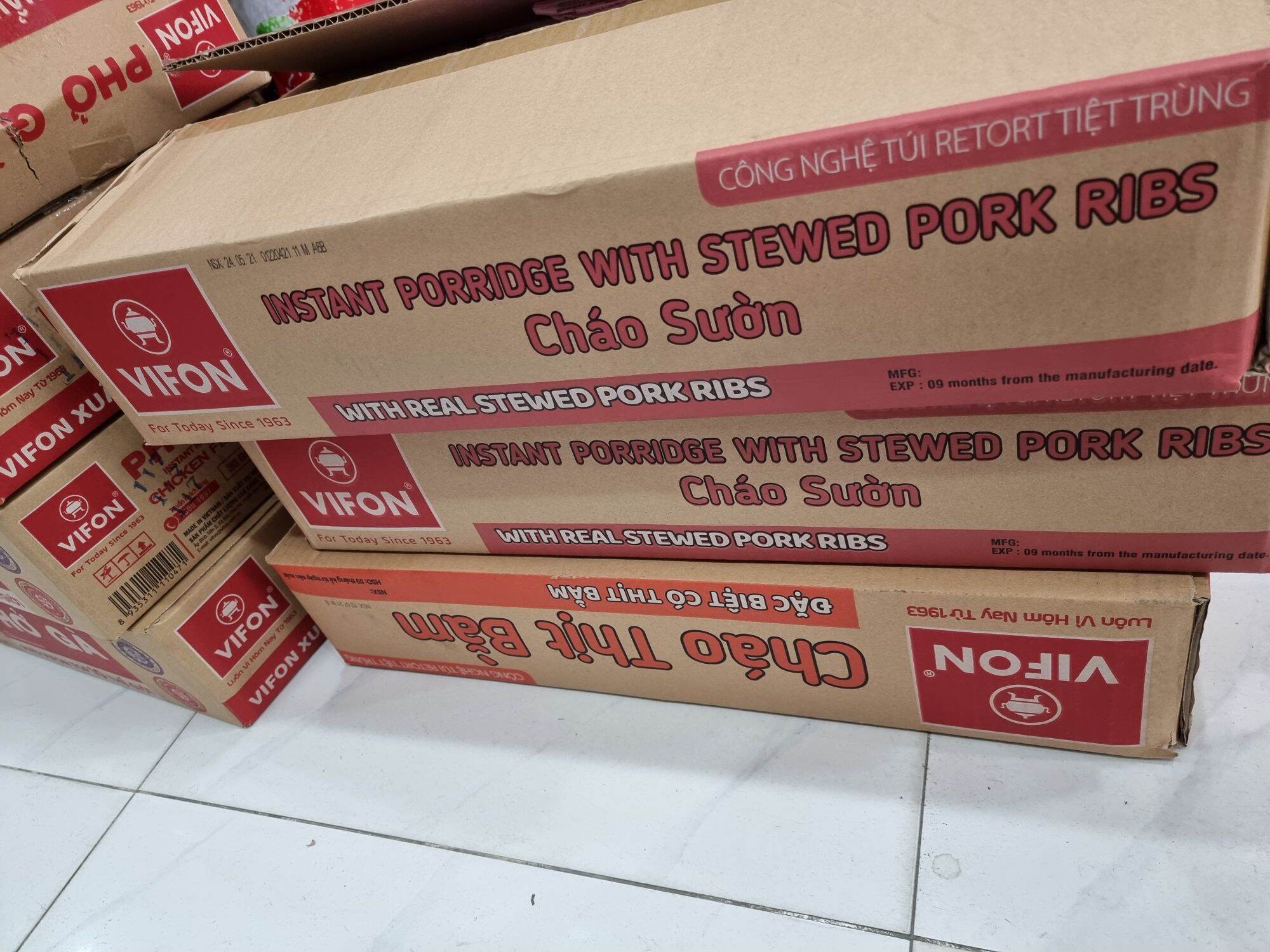 Thùng 50 gói cháo sườn Vifon có gói thịt sườn thật