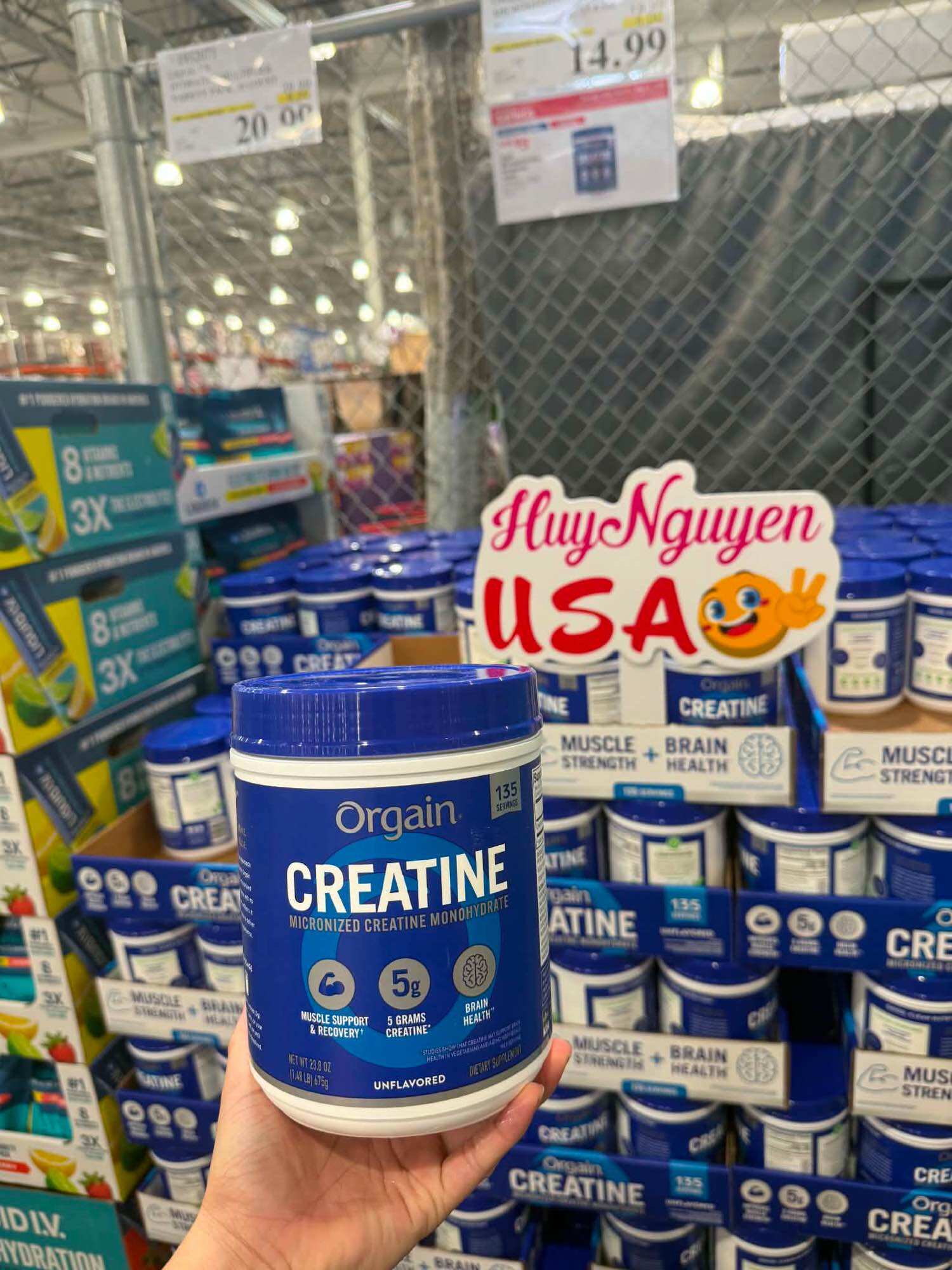 Bột Creatine Micro Hóa Orgain Micronized Creatine Monohydrate - 675mg (135 lần dùng)