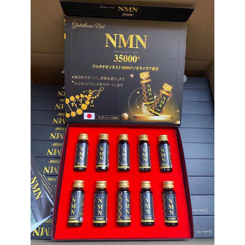 nước uống đẹp da mờ nám NMN 35000+ Hộp 10 chai có chứa Collagen nano cá tuyết + Vitamin C + Glutathi