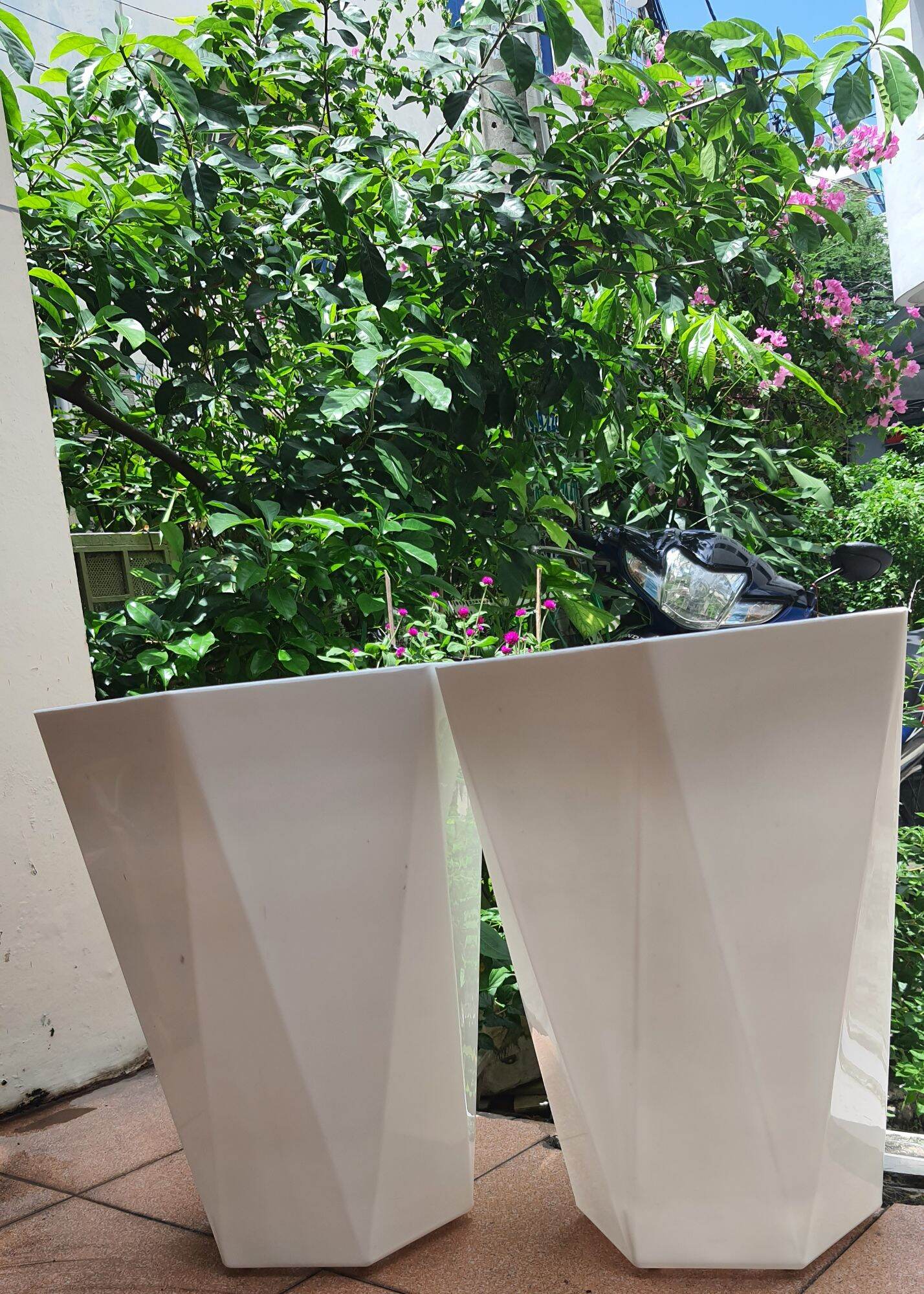 combo 2 chậu nhựa kim cương giả đá cao 40cm.