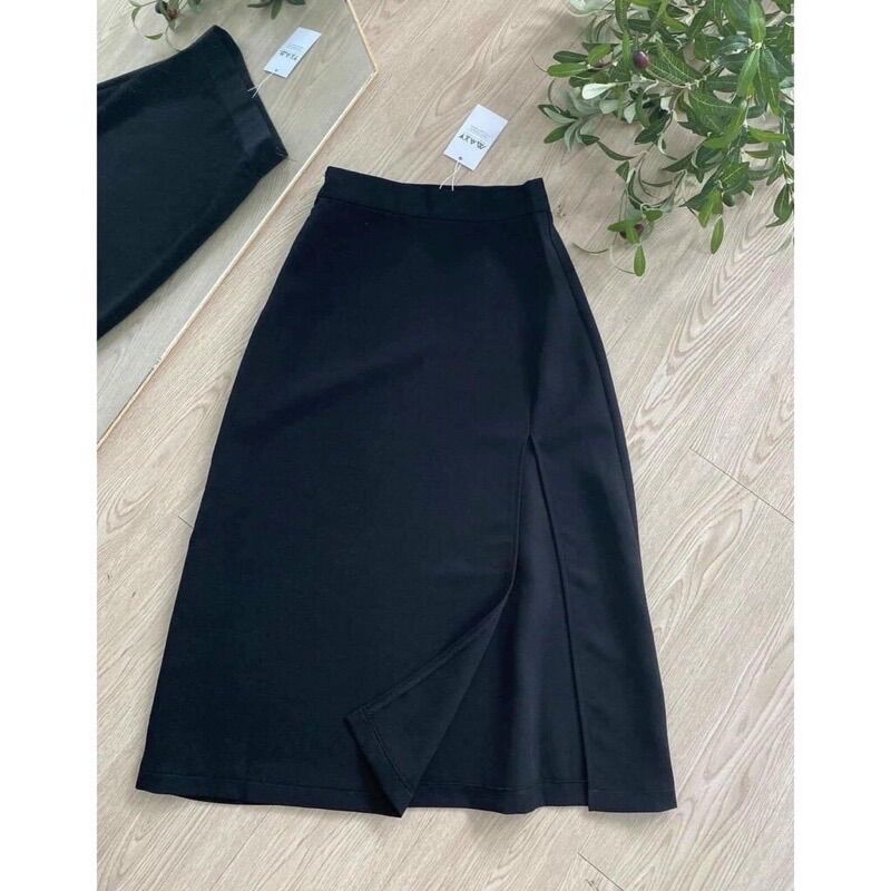 Chân váy midi dài xẻ tà