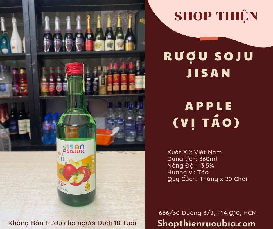 Sô Chu JISAN Soju Apple 13.5% 360ml-Vị Táo