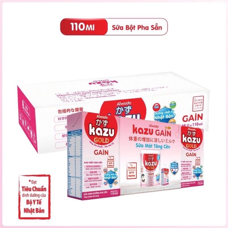 Thùng 48 hộp sữa bột pha sẵn kazu gain 110ml