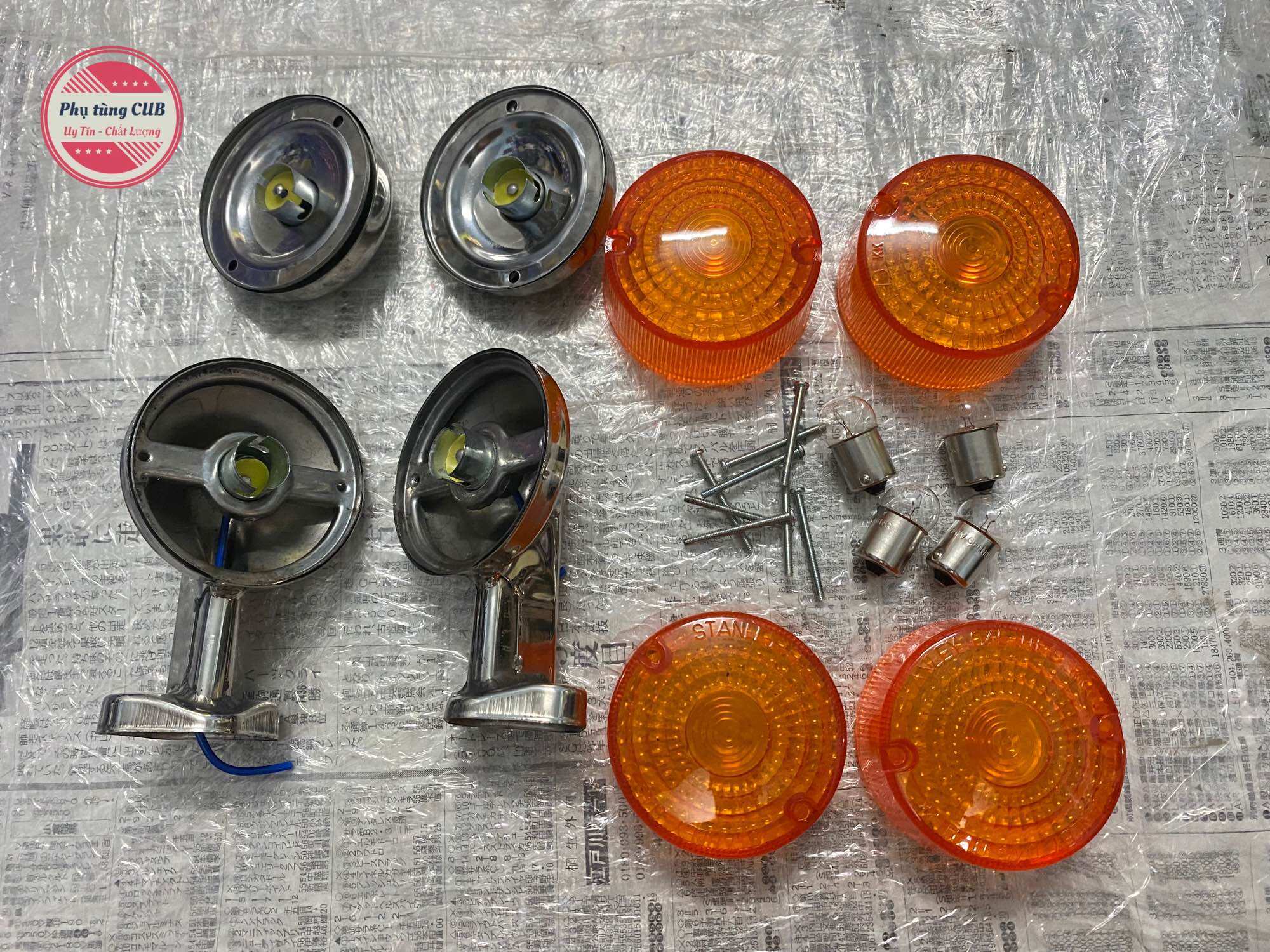 Bộ xi nhan xe cub 81-86 bằng inox chụp dày đẹp