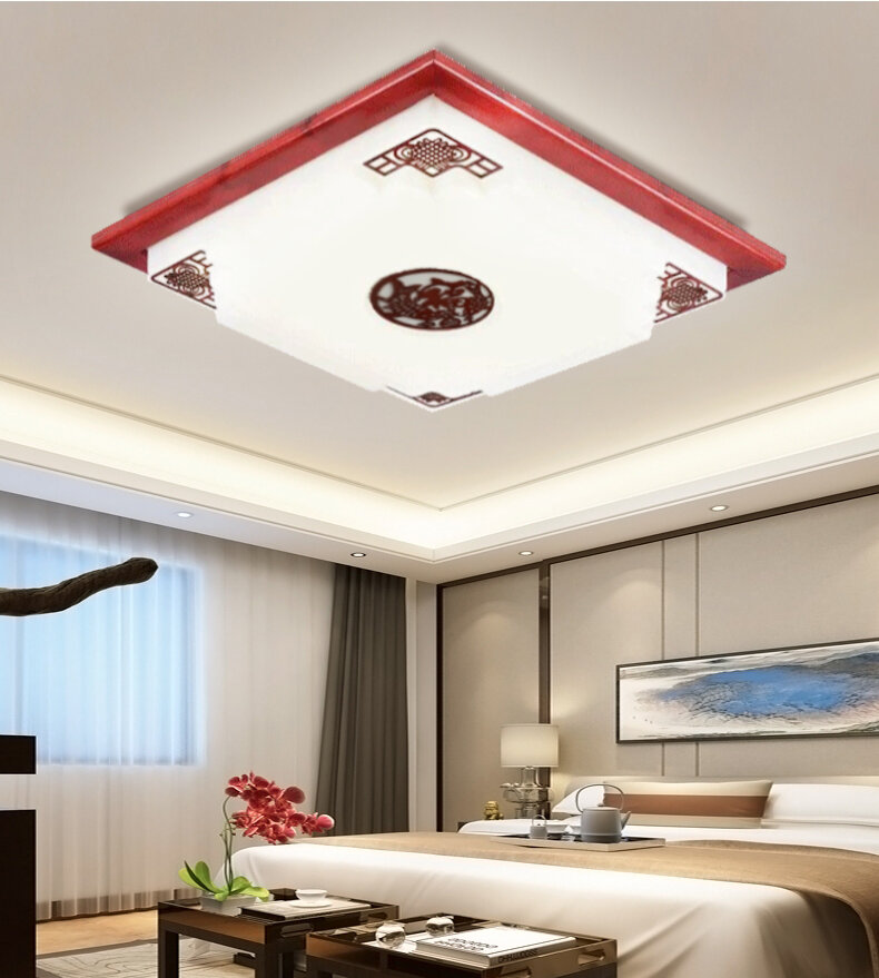 Đèn ốp trần gỗ phòng thờ- Đèn ốp vuông 802