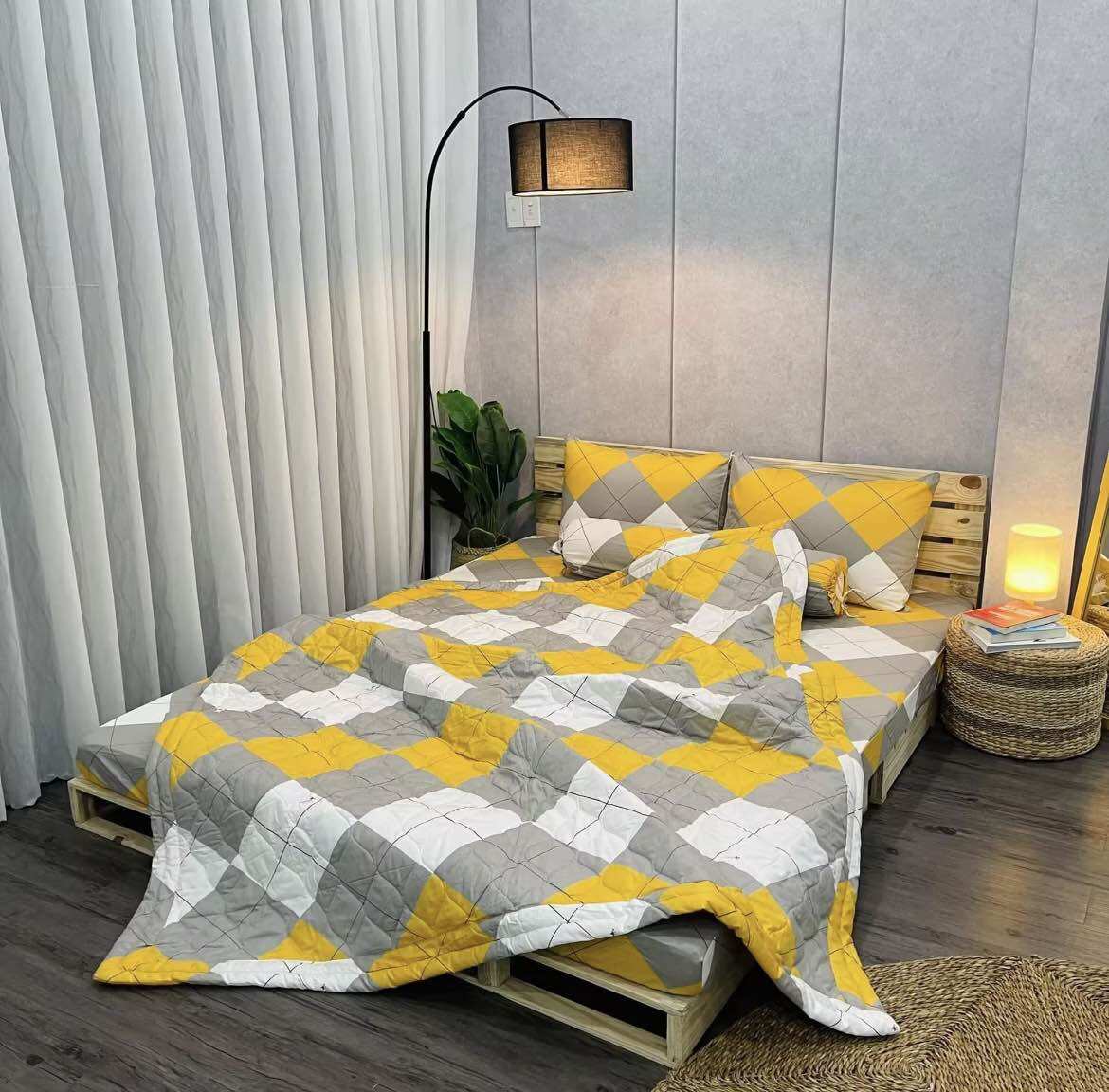 Bộ Ga gối cotton Thắng Lợi - caro
