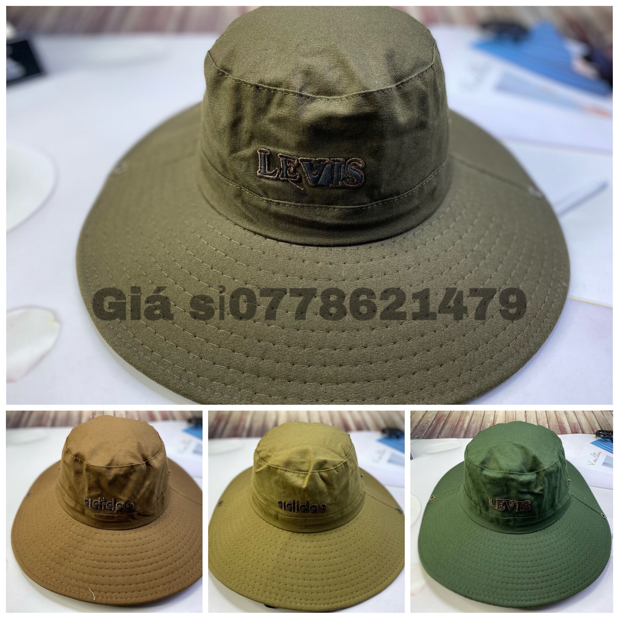 Mũ bo nam vành to thêu đủ chữ bo lao động