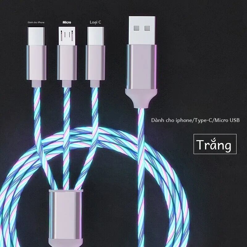 3 trong 1 phát sáng led ánh sáng 3a nhanh chóng sạc micro usb loại c cáp cho iphone samsung xiaomi redmi điện thoại sạc usb cáp