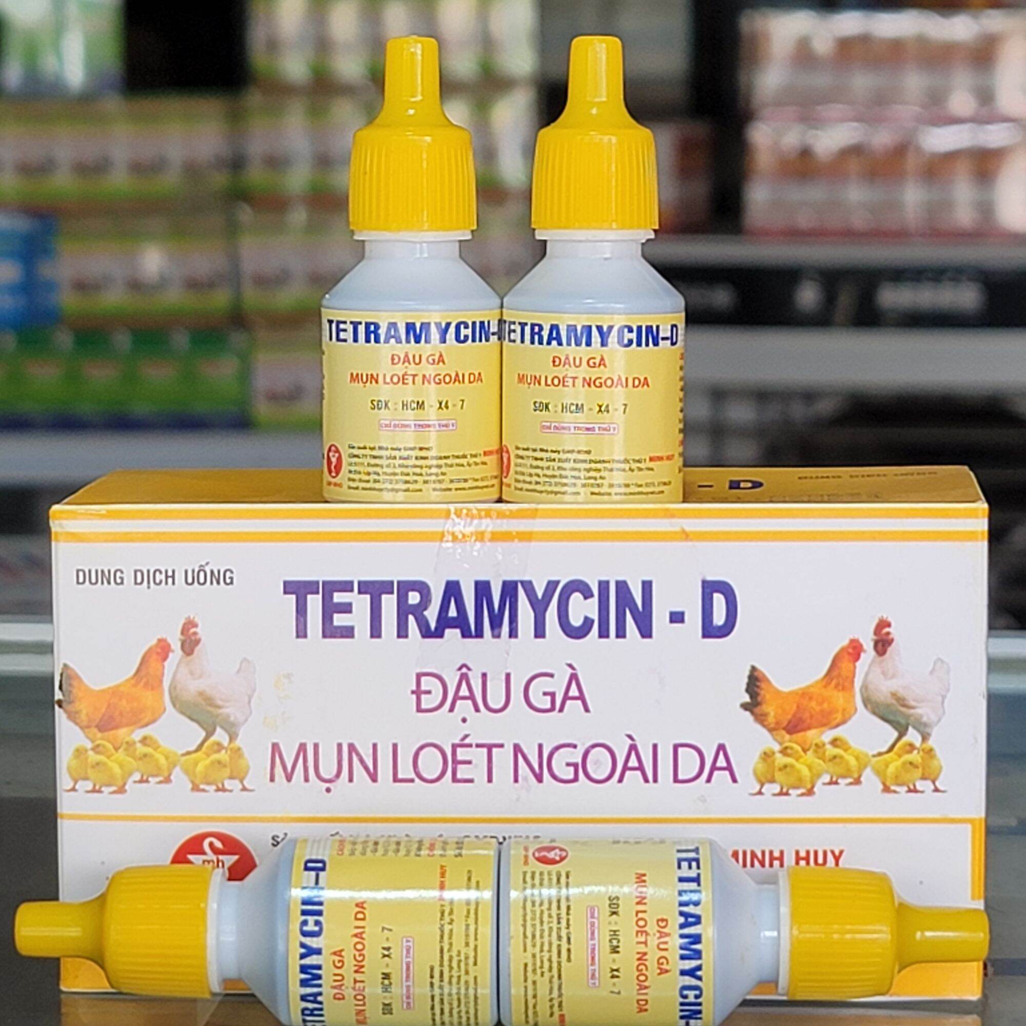 Lọ Tetramycin D 10ml chuyên đậu gà, mụn loét ngoài da, dùng cho thú cưng