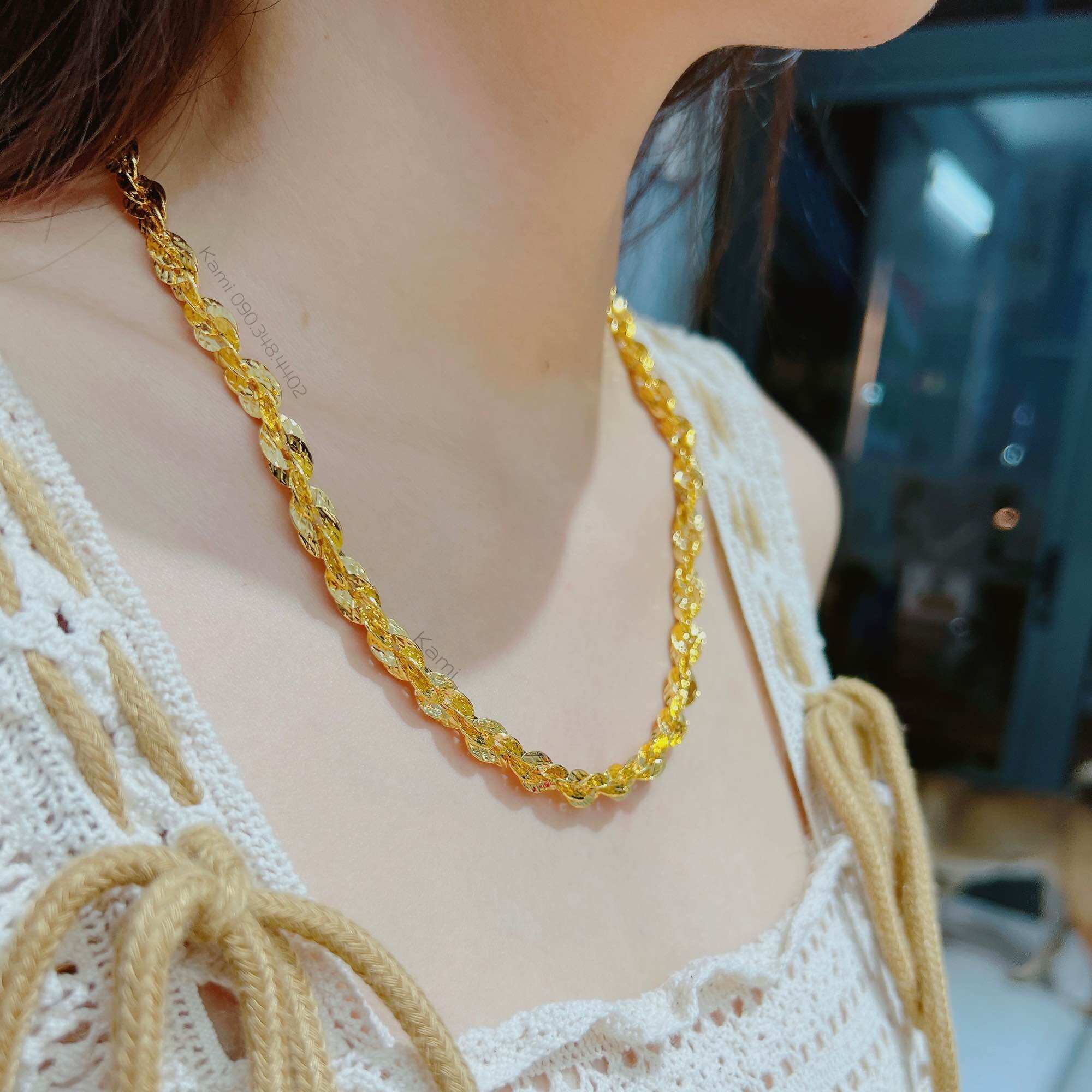 Dây chuyền xoắn lá LỚN 7ly có đủ size chạm khắc 4d Kami trang sức sỉ