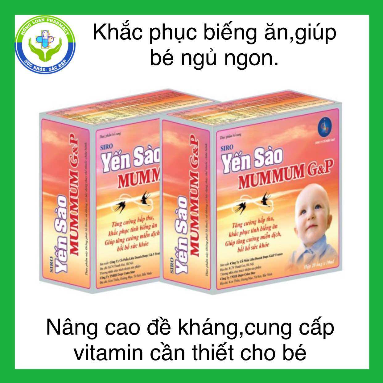 Siro yến sào mum mum giúp bé ăn ngon ngủ ngon G&P Mummum hộp 20 ống