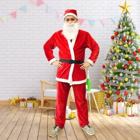 Set 5 món quần áo ông già noel người lớn vải nỉ những