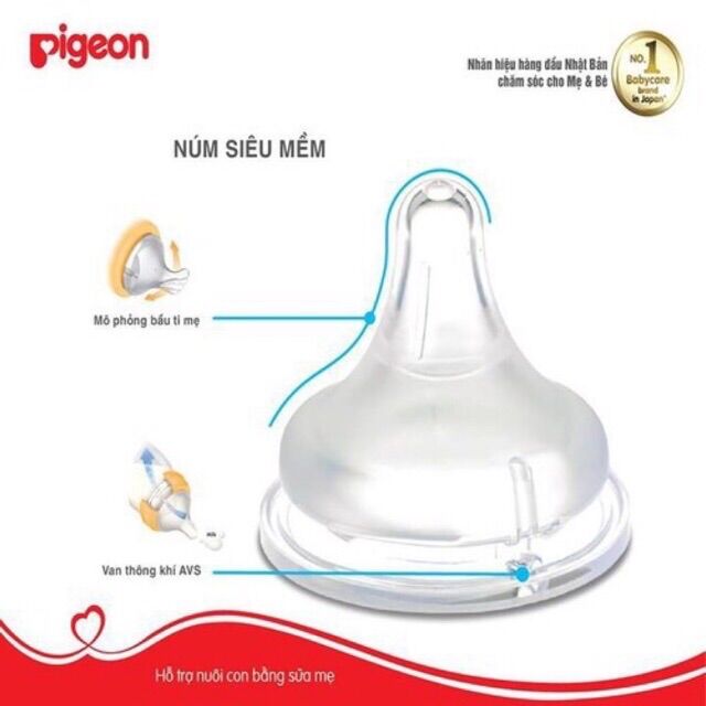 Vỉ 2 núm ti pigeon cổ rộng size L
