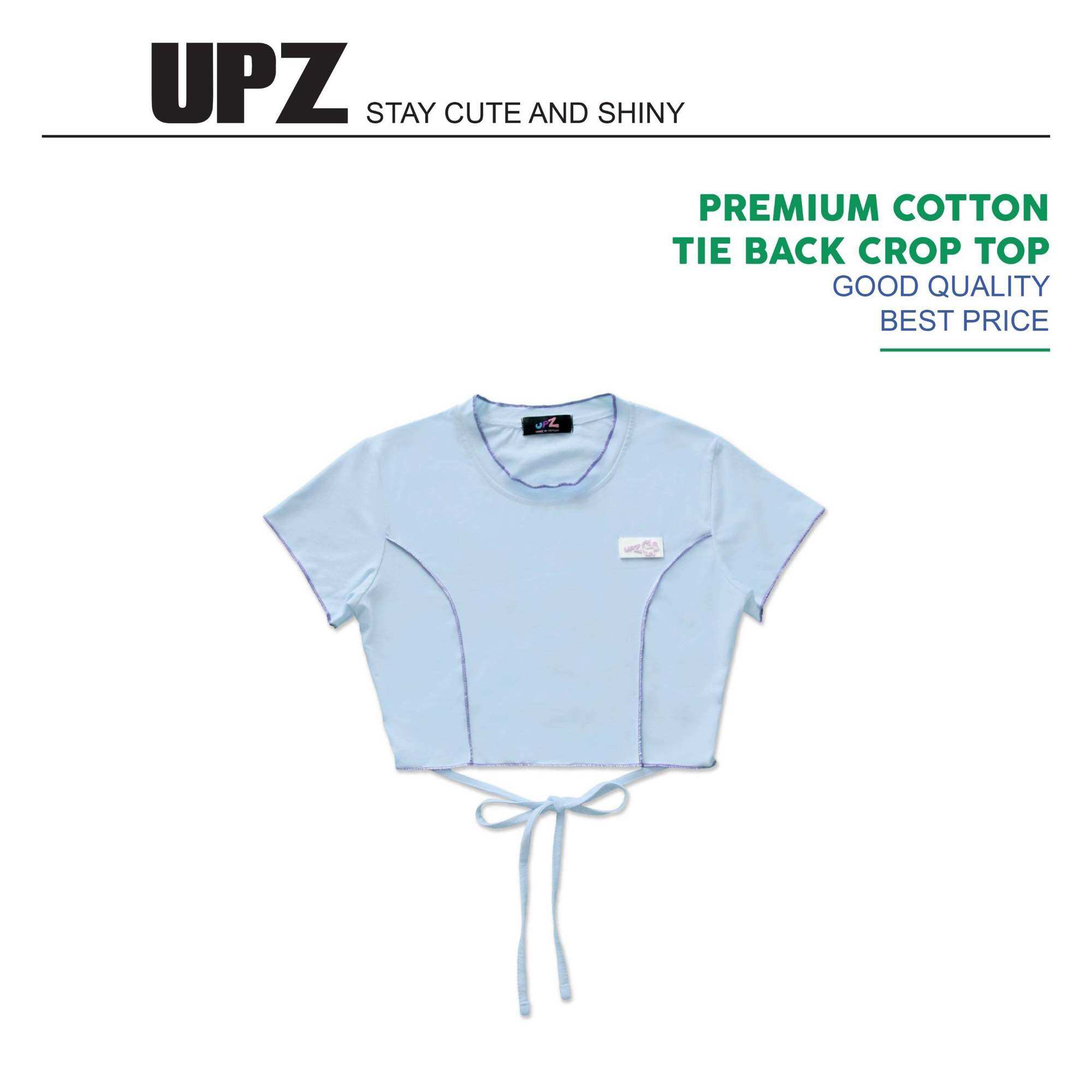 UPZ Áo Thun Croptop Cột Dây Lưng (3 Màu)