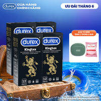 Bộ 4 hộp bao cao su Durex Kingtex bôi trơn, ôm sát size 49mm, 12 bao/hộp