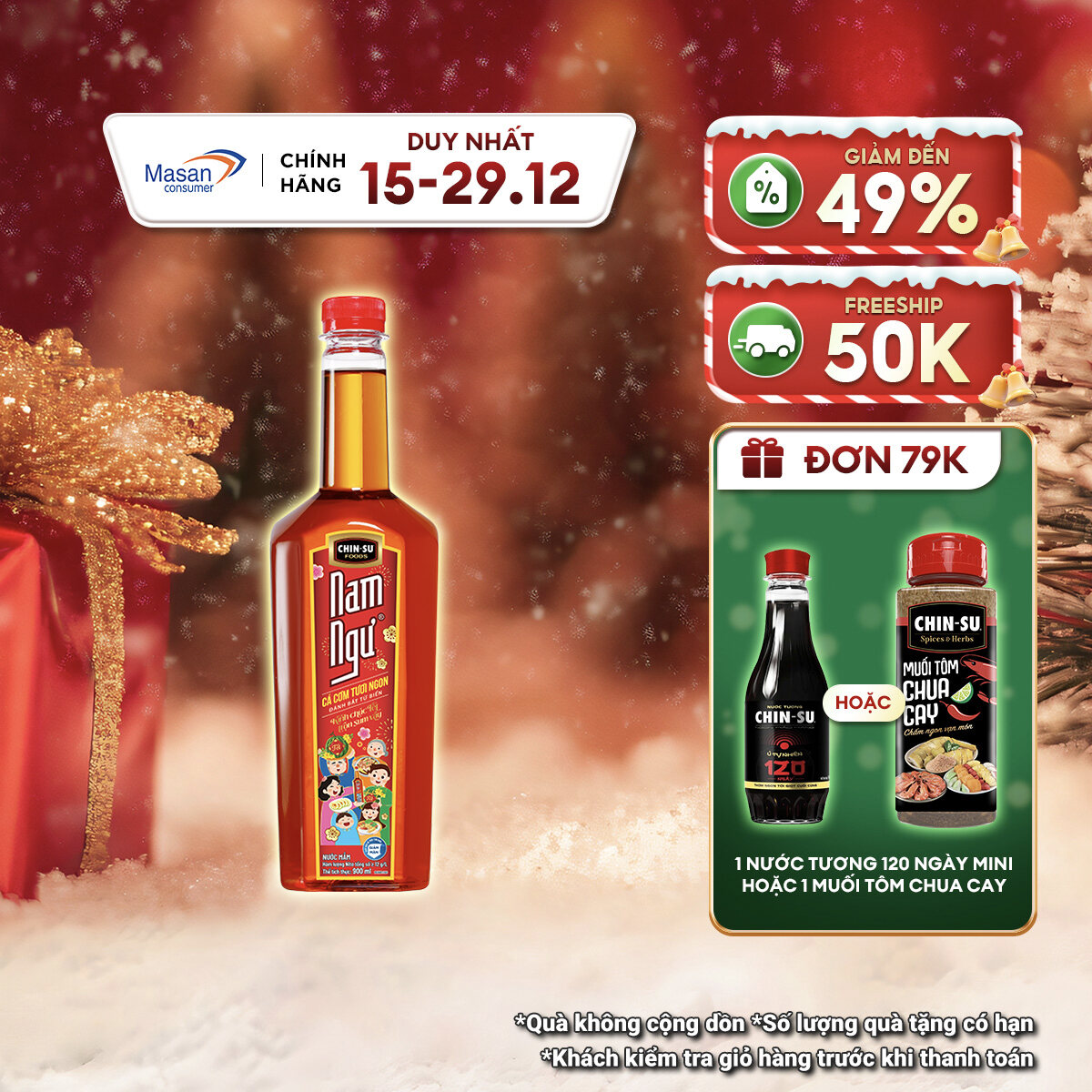   15.12-29.12 Voucher 18% CHO ĐƠN TỪ 199K Nước Mắm Nam Ngư Chai 900Ml 