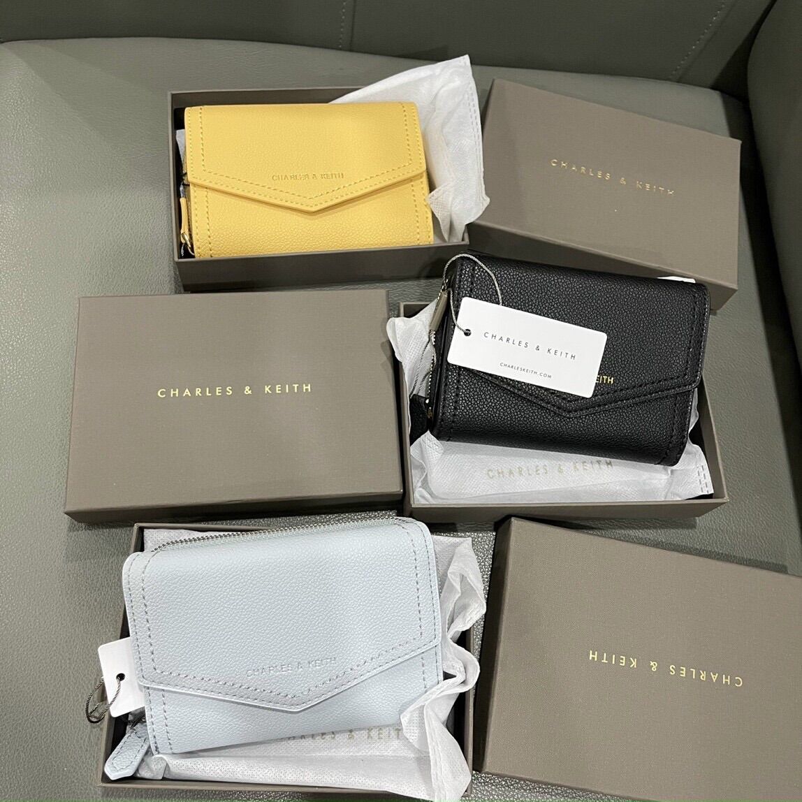 Ví Nữ CNK Bì Thư Chất Dạ Hạt Sần Fullbox Đủ Màu Envelope Short Wallet