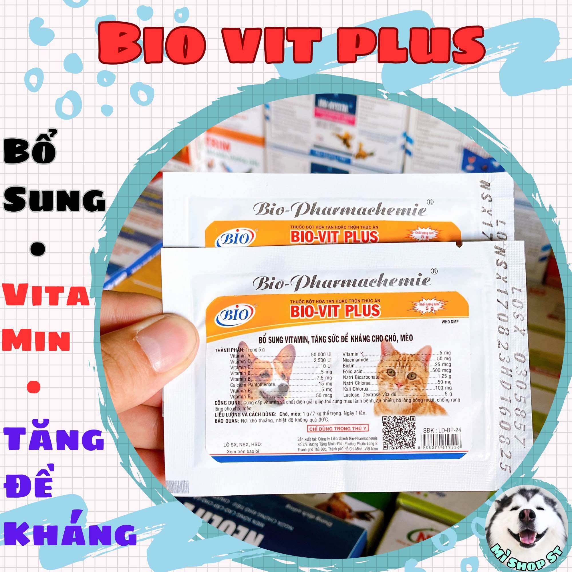 Bio Vit Plus Vitamin cao cấp dành cho thú cưng gói 5gram