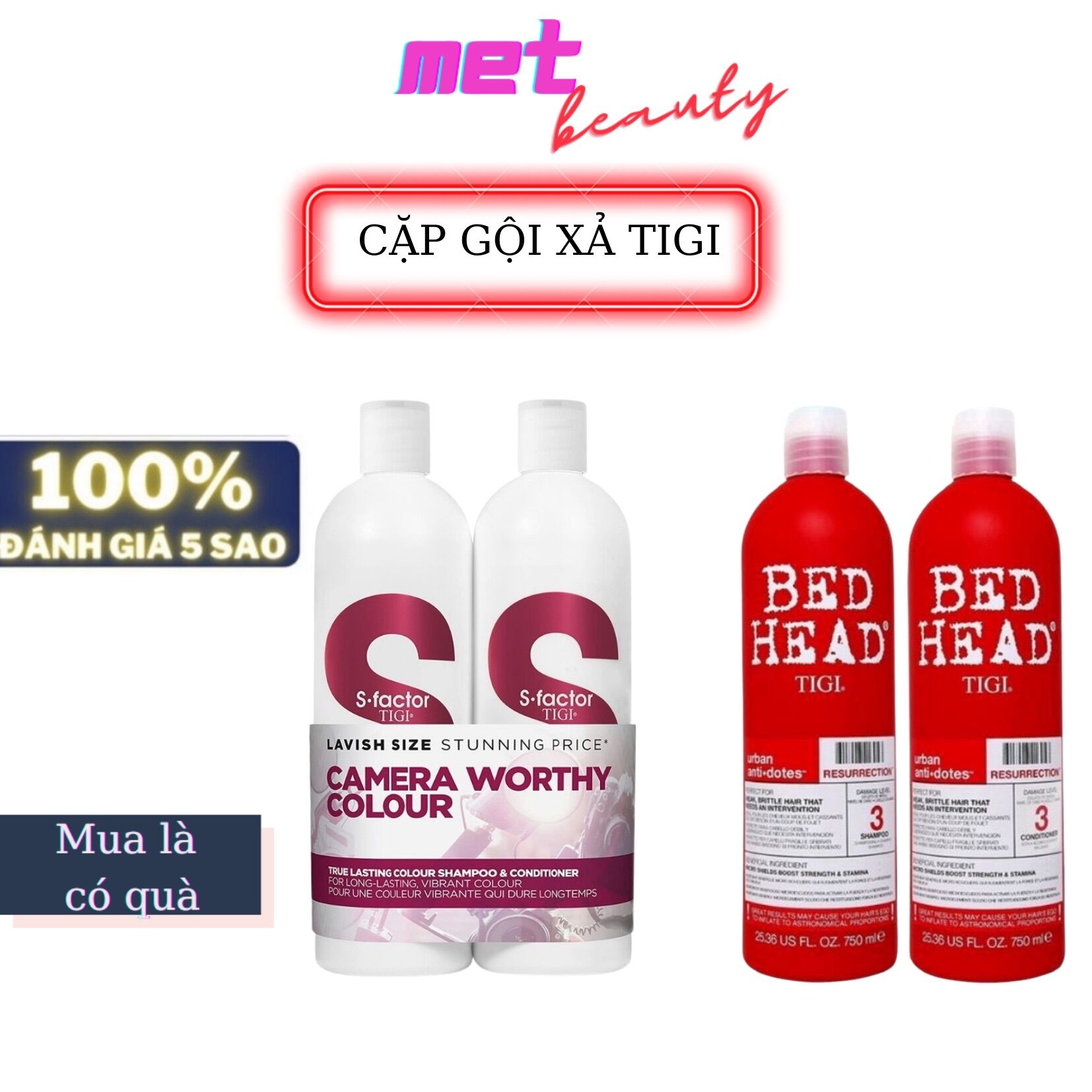 Cặp dầu gội xả tigi đỏ 750ml tigi bed head urban antidotes™ level 3 resurrection chính hãng gx06